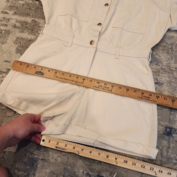 NWT Zara Cream Denim Playsuit Romper Size Large. - Picture 10 of 16